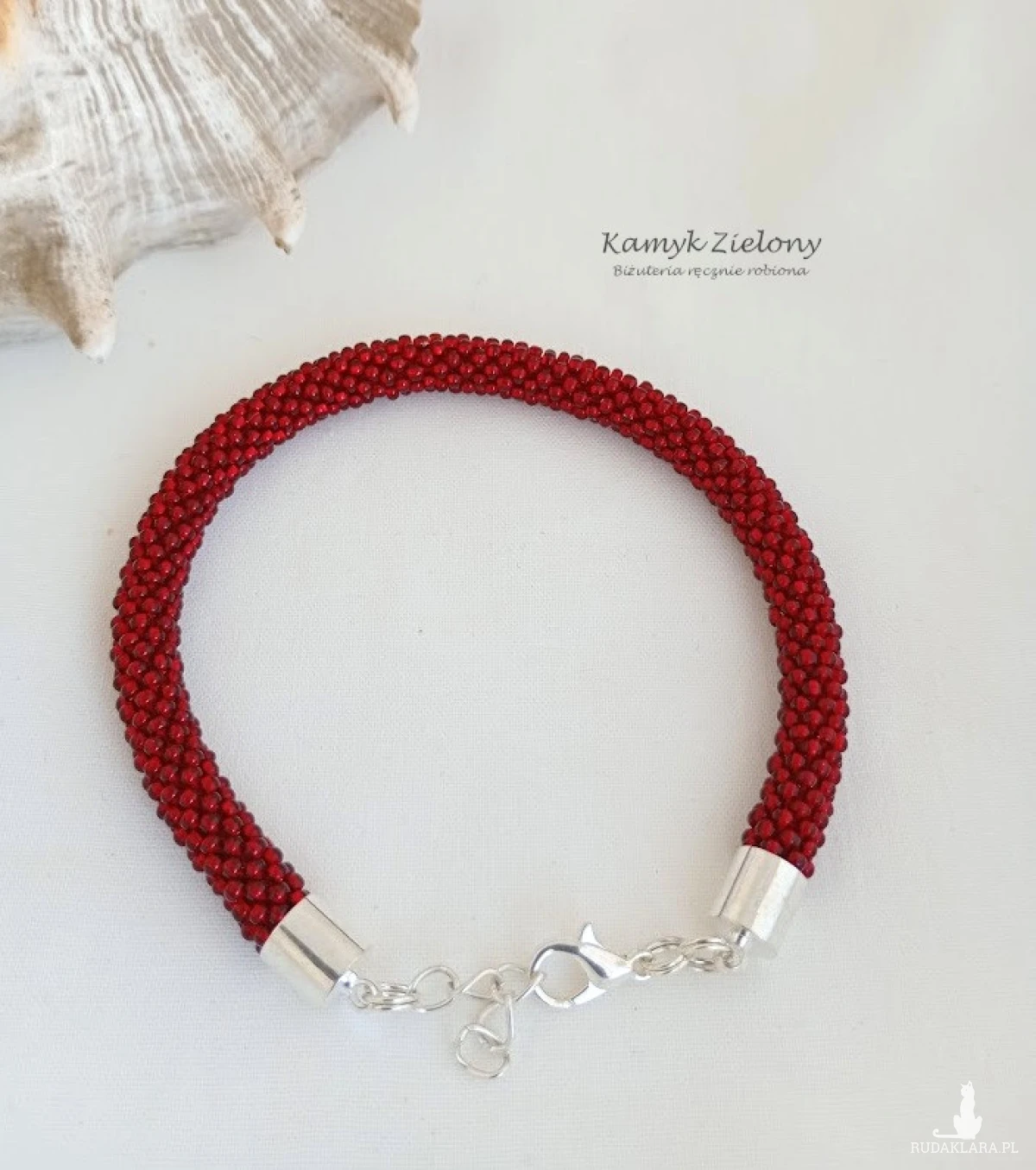 Komplet - naszyjnik i bransoletka w kolorze czerwonego wina